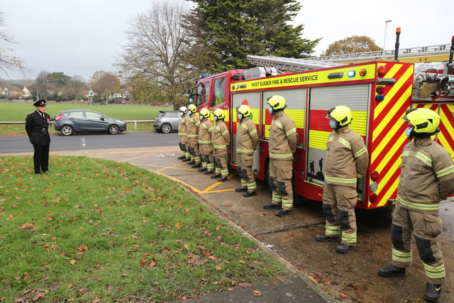 Firefighters at Worthing Fire Station in Ardsheal Road, Worthing, paid their respects on Remembrance Sunday 2020