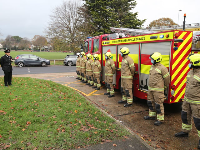 Firefighters at Worthing Fire Station in Ardsheal Road, Worthing, paid their respects on Remembrance Sunday 2020