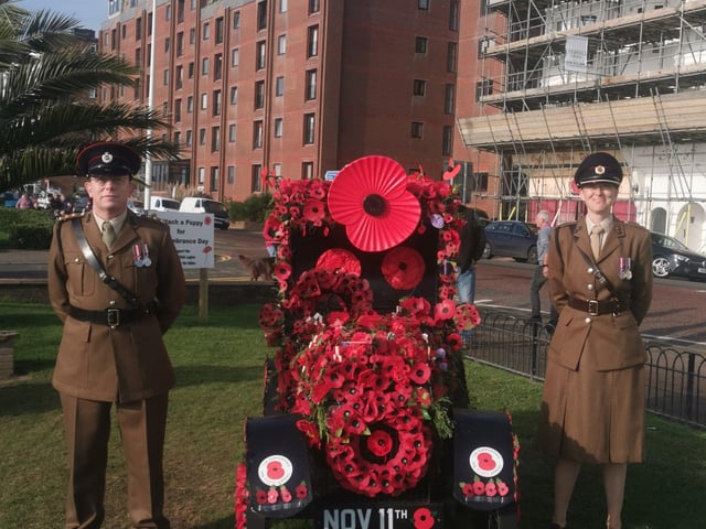 Remembrance Sunday in Bexhill, East Sussex, where a poppy car has delighted onlookers. Picture: Andrew J Crotty