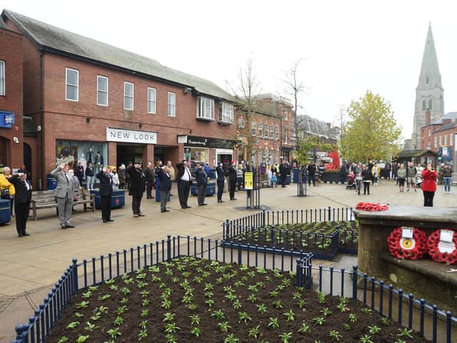The remembrance service on the Square in Market Harborough.