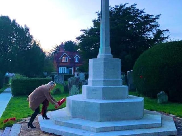 Mid Sussex MP Mims Davies lays a wreath