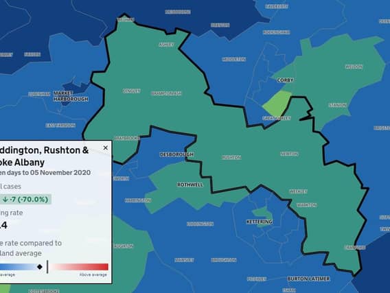 Geddington, Rushton & Stoke Albany — 3 new cases in seven days to November 5