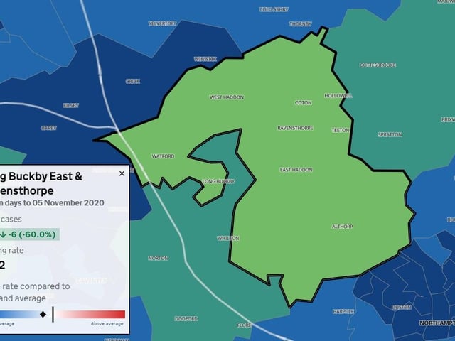 Long Buckby East & Ravensthorpe — 
4 cases in seven days to November 5.