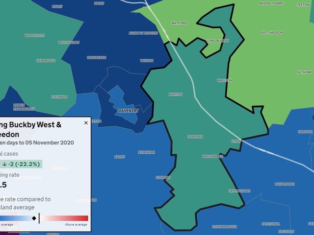Long Buckby West & Weedon — 7 new cases in seven days to November 5