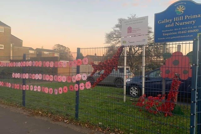 Poppy display at Galley Hill Primary School