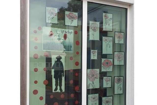 Poppy display for Remembrance Day at Hammond Academy