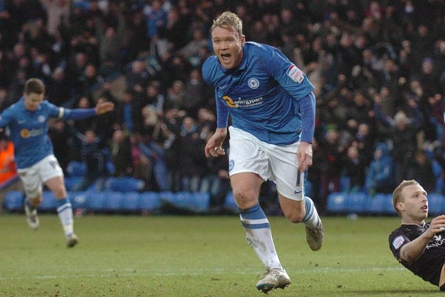 February, 2013, Posh 2, Leicester 1, Championship. Goals in the final 20 minutes from Manchester United loanee Davide Petrucci and McCann turned this game on its head. McCann is pictured celebrating his 88th-minute winner.