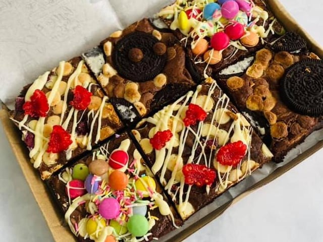 Homemade by Victoria is a private catering business providing cakes, afternoon tea, buffets and canapes for events. Pictured is one of her letterbox brownie boxes that can be delivered anywhere in the UK!
