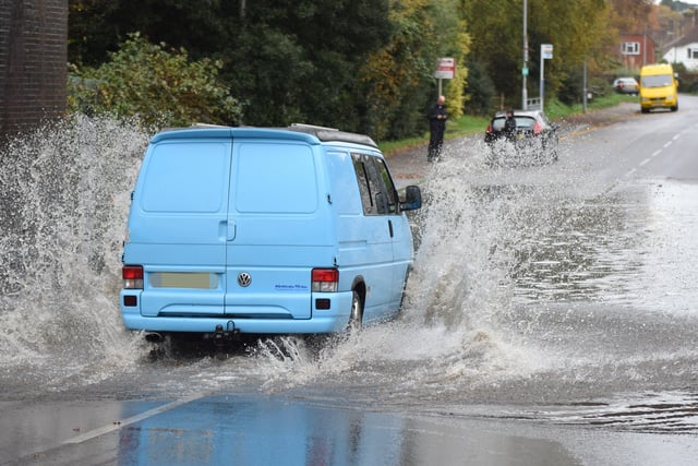 Flooding in Westcourt Drive, Bexhill. Picture: Dan Jessup