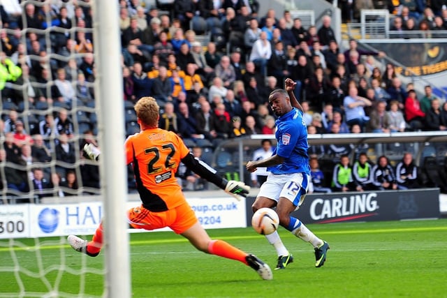 EMILE SINCLAIR: Posh years 2011-2013, Posh apps 49, Posh goals 13. There were a few raised eyebrows when Darren Ferguson signed this pacy striker from Macclesfield to play in the Championship. But Sinclair scored twice in his second game, a 2-1 win over Burnley, and claimed a creditable 10 goals in his first season at London Road. His Posh highlight was undoubtedly the stunning hat-trick he netted in a 3-1 win at Hull City the following season as Fergie's men ended a run of seven straight defeats at the start of the season with a shock win. Sinclair is pictured completing his hat-trick. They were the only goals he scored that season and the last goals he scored for Posh before a £100k sale to Crawley. Went on to play for Cobblers and last heard of playing for Liversedge in the North East Counties League