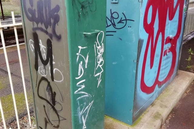 Vandalism and graffiti around   Orton Mere station EMN-201116-141947009