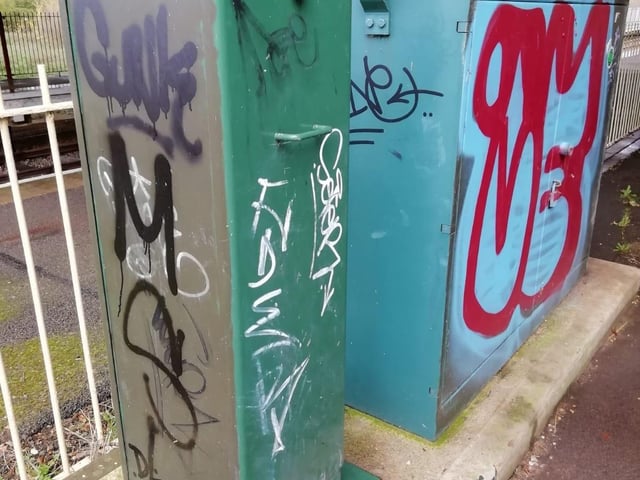 Vandalism and graffiti around Orton Mere station EMN-201116-141947009