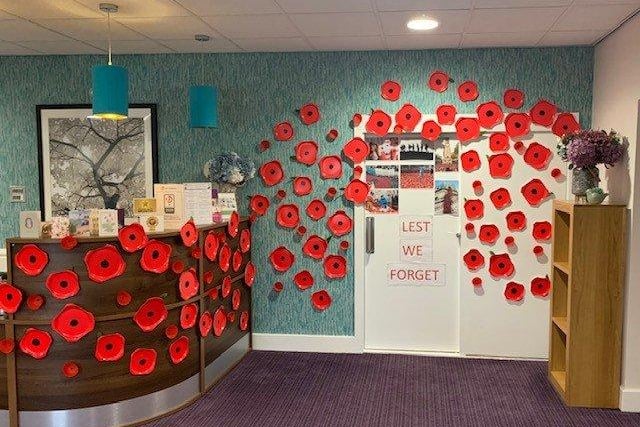 The Kingsland House poppy display for Remembrance Sunday