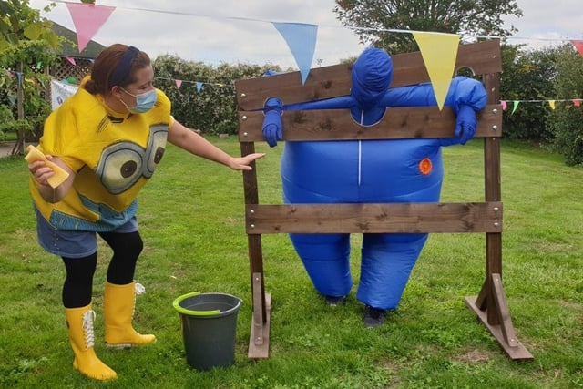 Residents enjoyed throwing wet sponges at staff at the summer fete in September
