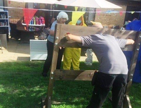 Residents enjoyed throwing wet sponges at staff at the summer fete in September