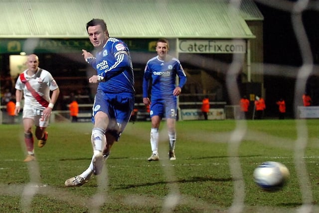 2011: A League One game so good between League One promotion rivals Sky TV show it over and over again on their designated football channel. Southampton led 2-0 and 4-2, but each time Posh clawed themselves back level to claim a point from a 4-4 draw. Lee Tomlin's penalty (pictured, one of four awarded in the game, two apiece) in the 90th minute clinched a point for Posh. Craig Mackail-Smith, Chris Whelpdale and Grant McCann (penalty) were the other Posh scorers. Rickie Lambert converted two penalties for Saints.