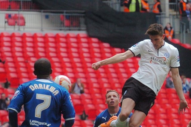 2014: A great day out at Wembley for Posh who beat lower level Chesterfield 3-1 in the final of the Johnstone's Paint Trophy. Posh scored twice early on through Shaun Brisley (pictured) and Josh McQuoid, but played pretty poorly overall. A Britt Assombalonga penalty sealed the win after Joe Newell had been sent off.