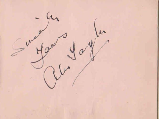 Gladys Brown's autograph book featuring signatures from the world of music hall and film in the 1930s, including Billy Cotton