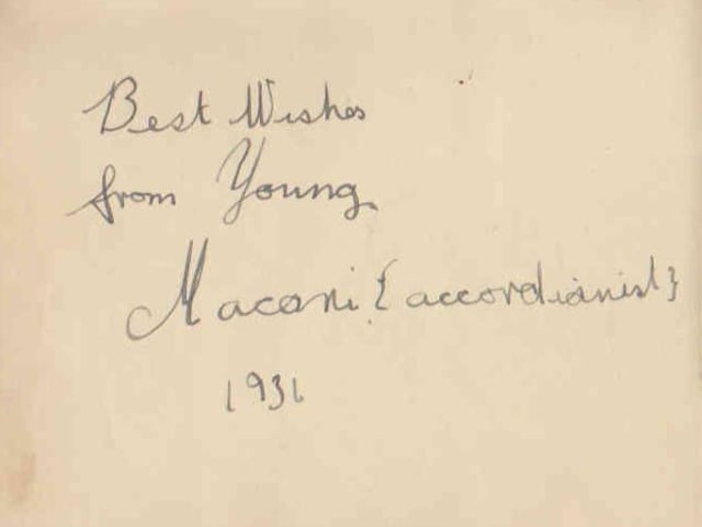Gladys Brown's autograph book featuring signatures from the world of music hall and film in the 1930s, including Billy Cotton