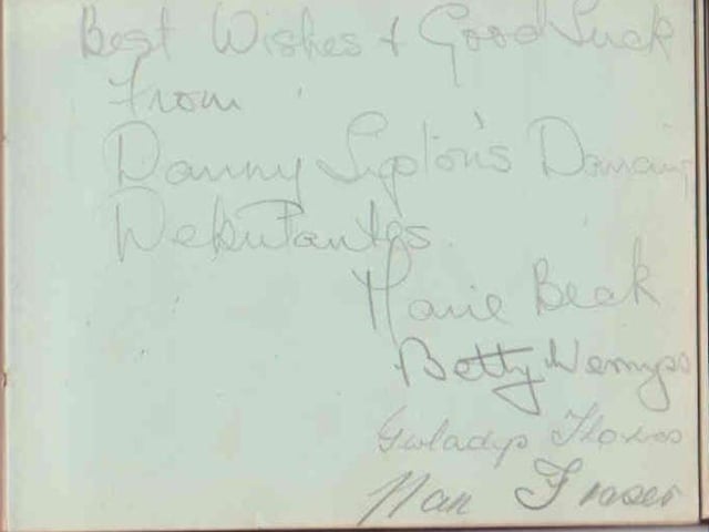 Gladys Brown's autograph book featuring signatures from the world of music hall and film in the 1930s, including Billy Cotton