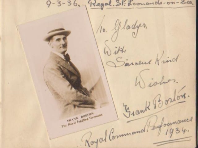 Gladys Brown's autograph book featuring signatures from the world of music hall and film in the 1930s, including Billy Cotton