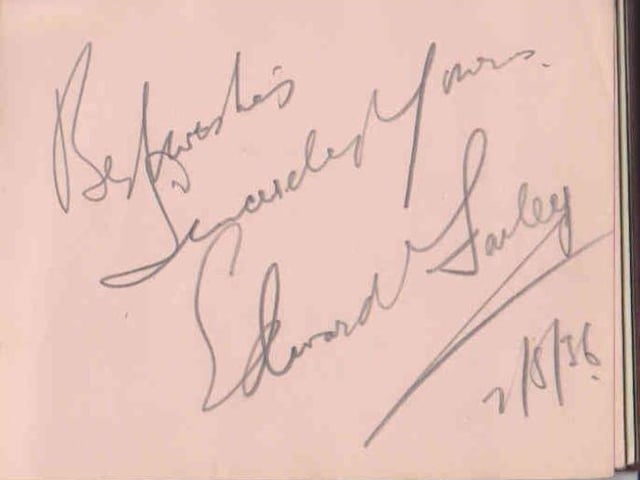 Gladys Brown's autograph book featuring signatures from the world of music hall and film in the 1930s, including Billy Cotton