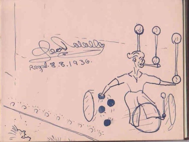 Gladys Brown's autograph book featuring signatures from the world of music hall and film in the 1930s, including Billy Cotton