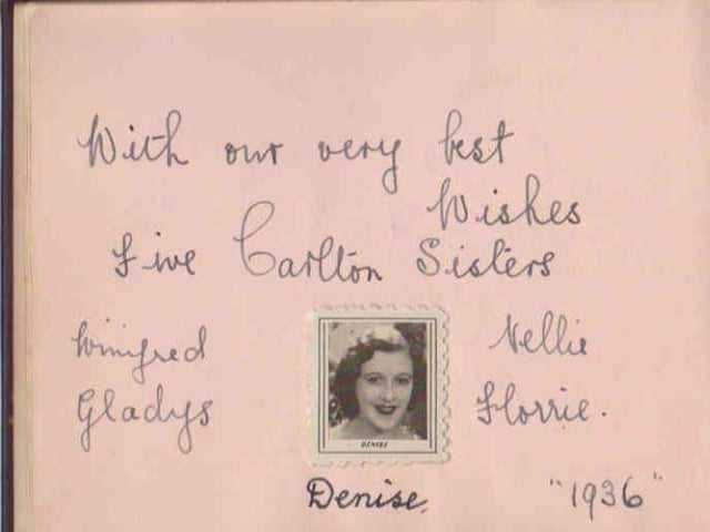 Gladys Brown's autograph book featuring signatures from the world of music hall and film in the 1930s, including Billy Cotton