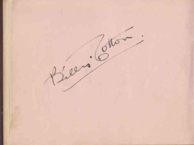 Gladys Brown's autograph book featuring signatures from the world of music hall and film in the 1930s, including Billy Cotton