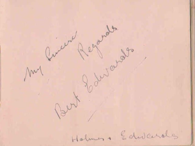 Gladys Brown's autograph book featuring signatures from the world of music hall and film in the 1930s, including Billy Cotton