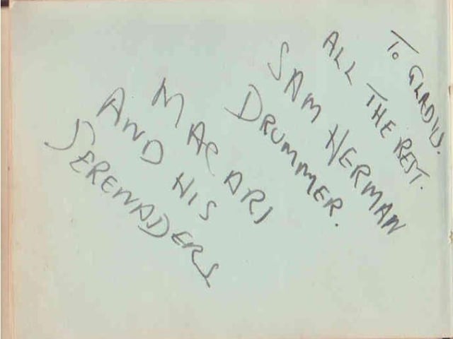 Gladys Brown's autograph book featuring signatures from the world of music hall and film in the 1930s, including Billy Cotton
