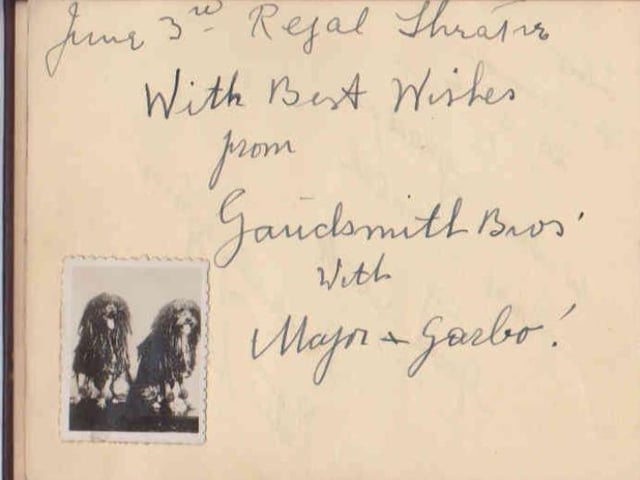 Gladys Brown's autograph book featuring signatures from the world of music hall and film in the 1930s, including Billy Cotton