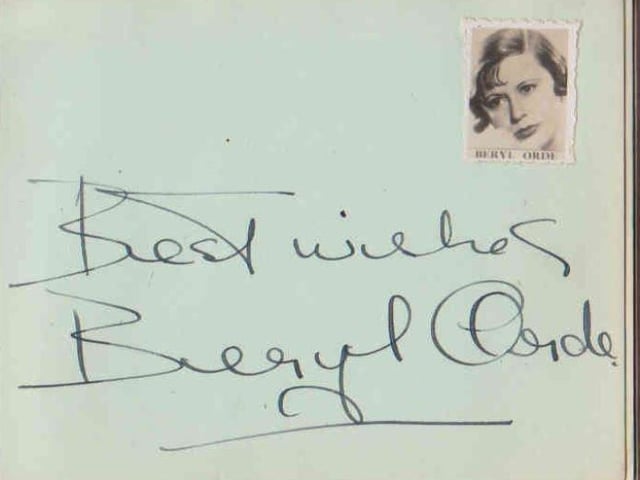 Gladys Brown's autograph book featuring signatures from the world of music hall and film in the 1930s, including Billy Cotton