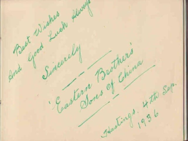Gladys Brown's autograph book featuring signatures from the world of music hall and film in the 1930s, including Billy Cotton