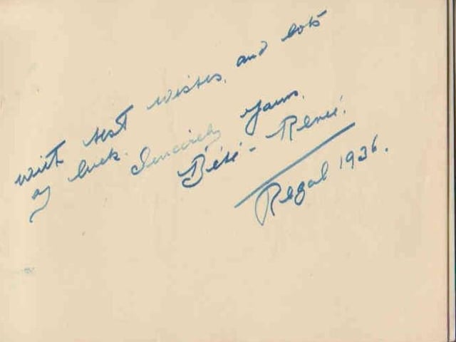 Gladys Brown's autograph book featuring signatures from the world of music hall and film in the 1930s, including Billy Cotton