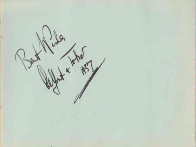 Gladys Brown's autograph book featuring signatures from the world of music hall and film in the 1930s, including Billy Cotton