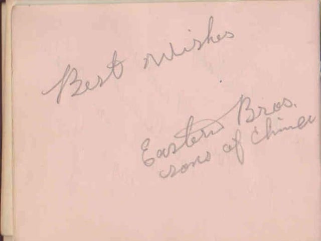 Gladys Brown's autograph book featuring signatures from the world of music hall and film in the 1930s, including Billy Cotton