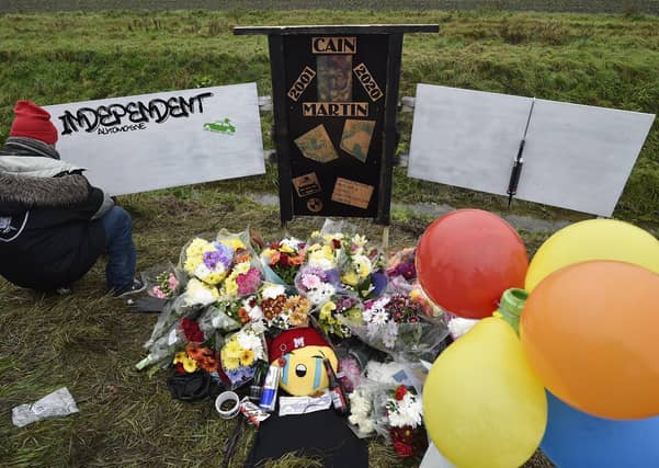Tributes to Cain Martin close to the scene of the accident in Thorney