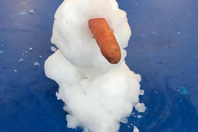 Small snowman by early years children at Ruskington Chestnut Street School.