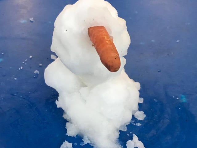 Small snowman by early years children at Ruskington Chestnut Street School.