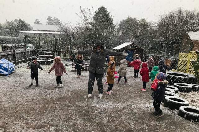 Snow fun for early years children at Ruskington Chestnut Street School.