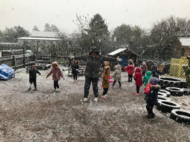 Snow fun for early years children at Ruskington Chestnut Street School.
