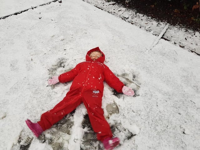 Snow angel making at Chestnut Street School in Ruskington.
