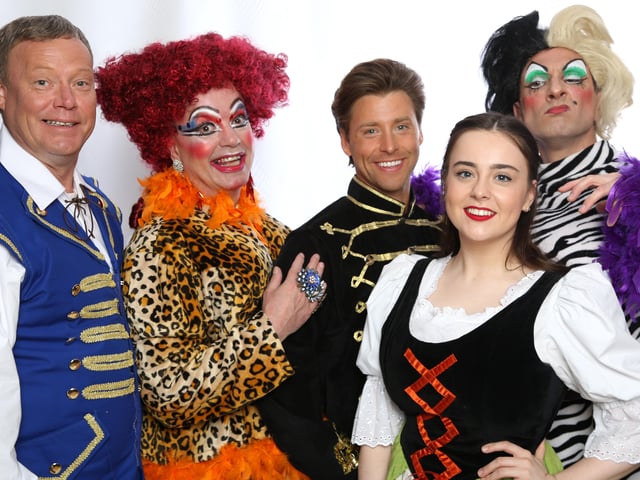 2019 Cinderella Cast: Ricky Groves as Buttons, Mitch Hewer as Prince Charming, Lily Shires as Cinderella, Zach Vanderfelt as Donna, Lawrence Stubbings as Bella, Peter McCrohon as Baron Hardup, Katie Paine as Fairy Godmother and George Dee as Dandini