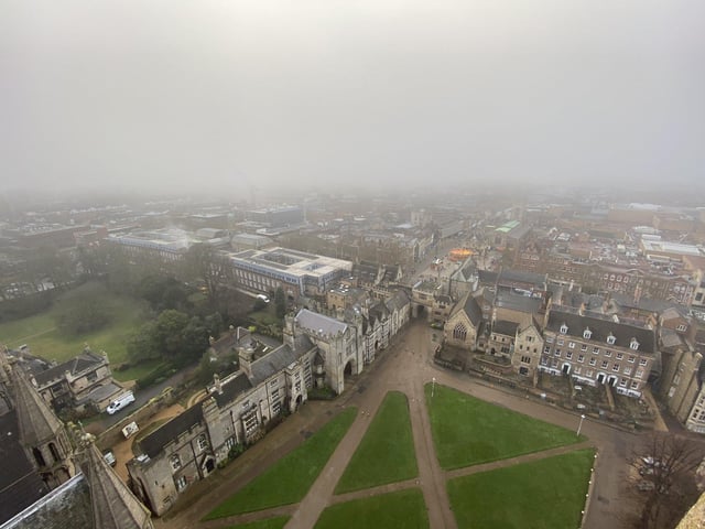 Ben and Carlo from Dawson's Steeplejacks have been working on the cathedral this week