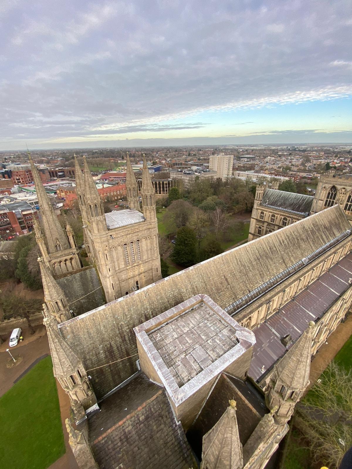 Ben and Carlo from Dawson's Steeplejacks have been working on the cathedral this week