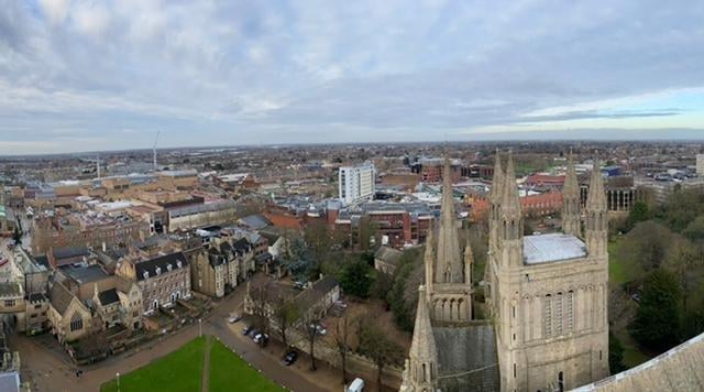 Ben and Carlo from Dawson's Steeplejacks have been working on the cathedral this week