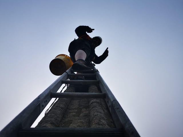 Ben and Carlo from Dawson's Steeplejacks have been working on the cathedral this week (pic: Ben and Carlo)