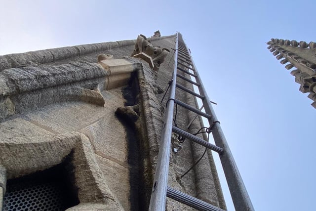 Ben and Carlo from Dawson's Steeplejacks have been working on the cathedral this week