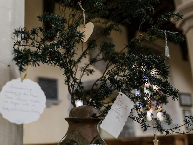 Messages left inside the church by some of the visitors who had added decorations to the tree (C) Sally Masson Photography